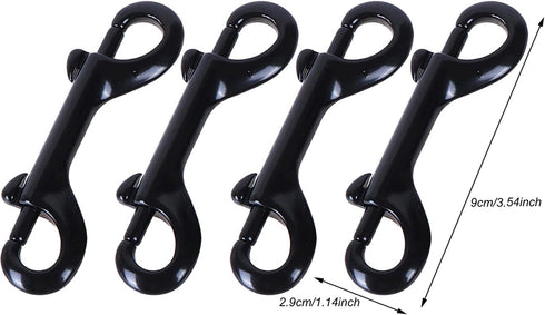 4 Pcs Double Ended Bolt Snap Hooks Zinc Alloy Trigger Chain Clips Heavy Duty Metal Spring Hook for Pet Dog Leash Collar Leash Horse Tack - Black by Weenkeey