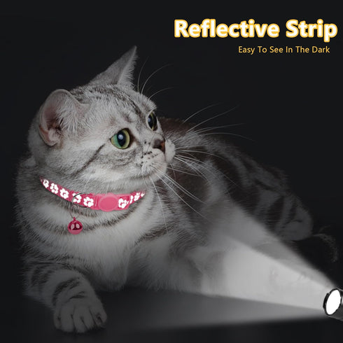 Taglory Reflective Cat Collar Breakaway with Bells, 2 Pack, Adjustable 7.5-12.5 Inch, Pink