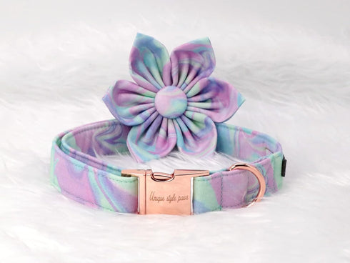 Unique Style Paws Dog Collar with Flower Pattern, Adjustable Durable Collar for Small Medium Large Dogs