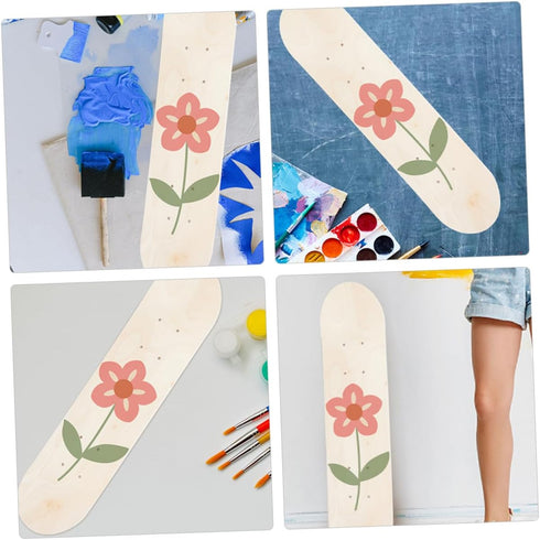 Hand-Painted Beginner Kid Skateboard, Unfinished 7 Ply Deck for DIY