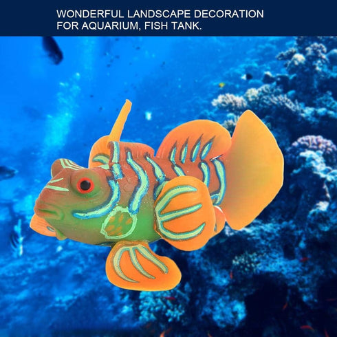 Zerodis Aquarium Simulated Fish, Lifelike Glowing Silicone Fake fish Ornament with Suction Cup Aquarium Decor Floating Ornament(green orange)