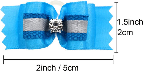 YOY 24pcs / 12 Pairs Adorable Grosgrain Ribbon Pet Dog Hair Bows with Rubber Bands for Grooming Accessories
