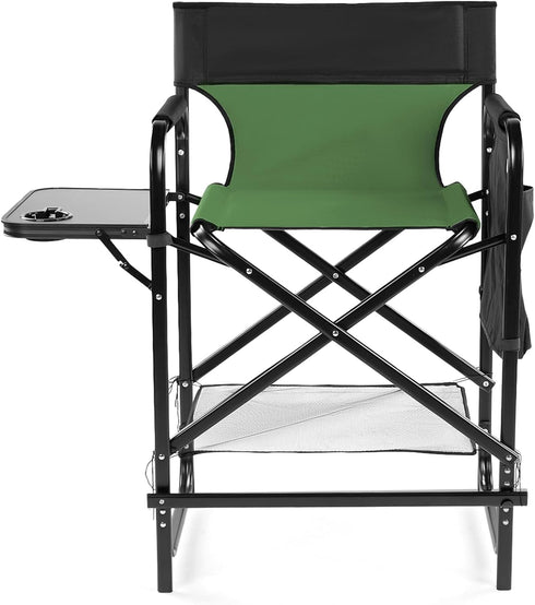 Pinikuyiro 26" 264LBS Tall Folding Chair Directors Chairs High Foldable Bar Stool with Side Table Cup Holder