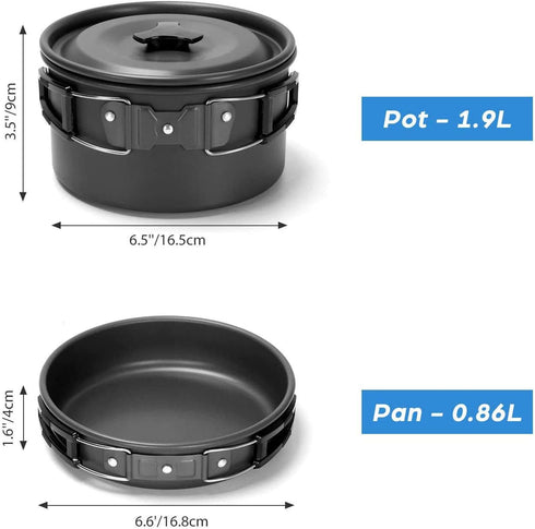 Peidesi 15pcs Camping Cookware Mess Kit - Portable Non-Stick Aluminum Alloy Cookware for Outdoor Cooking