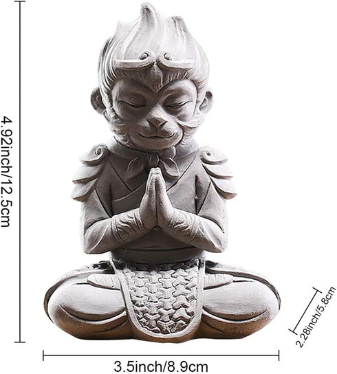 Aquarium Statue Monkey King Decorations | Asian Buddha Fish Tank Collectible Figurines, Cement Safe Aquarium Decor