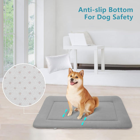 Magic Dog Extra Large Soft Dog Crate Pad, Jumbo 48 Inches Machine Washable Pet Bed with Non-Slip Bottom, Gray