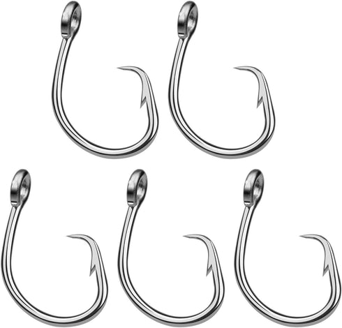 PASNMKvn 5Pcs Stainless Steel Circles Hook Big Game Fishing Hook Saltwaters Tunas Fishing