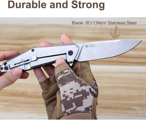 Ruike Folding Pocket Knife, Frame Lock, EDC Camping Tactical Small Belt Clip Fishing Hiking Gear Tool
