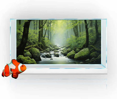 24x12in Tropical Forest Terrarium Background, Natural Green Forest Tree Reptile Habitat Background, Misty Rainforest