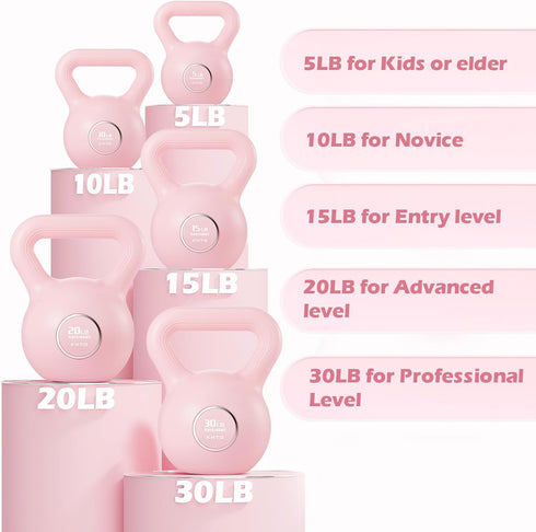 KHTO Kettlebells Fitness Exercise-Pink Strength Training Kettlebell Sets, Dumbbell Weights for Home Gym Equipment