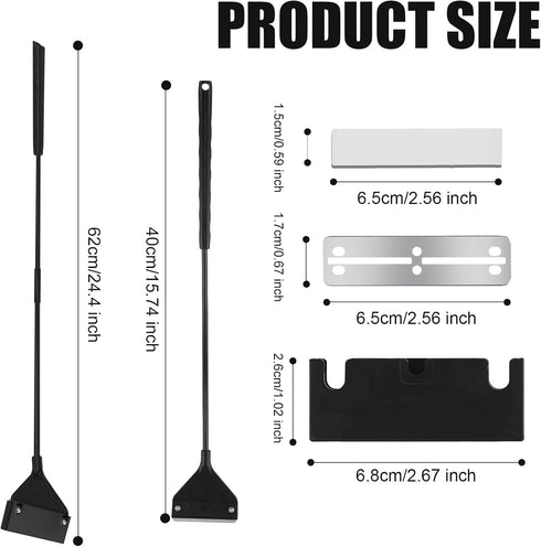 Algae Scraper for Glass Aquariums, 24.4 inch Extendable Handle Aquarium Scraper Scrubber Fish Tank Cleaner 2 in 1 Razor Scraper with 10 Blades Aquarium Cleaning Tools Fish Tank Accessories