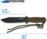 MTech USA – Fixed Blade Knife –Black Stainless Steel Blade, Green Cord Wrapped Handle, Full Tang, Includes Nylon Sheath - Hunting, Camping, Survival, Tactical, EDC – MT-528C, Small by MTECH USA