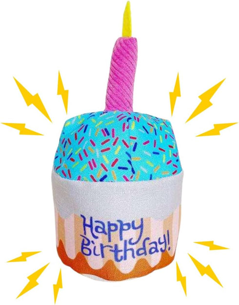 Pet Dog Birthday Cake Cupcake Plush Squeaker Toy, Dog Cat Supplies Gift