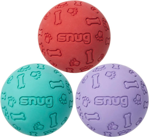 Snug Rubber Dog Balls - Tennis Ball Size for Small and Medium Dogs, Virtually Indestructible (3 Pack - Fresh)
