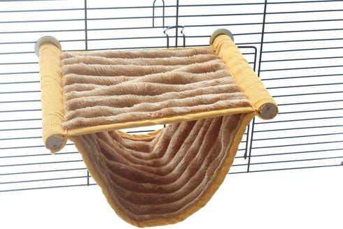 emours Double Bunkbed Hammock Sleep Bed Cage, Play Platform with Warm Fleece for Hamster Mice