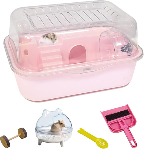 Hamiledyi Dwarf Hamster Cage Clear Plastic Small Hamster Cage Portable Carrier with