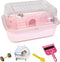 Hamiledyi Dwarf Hamster Cage Clear Plastic Small Hamster Cage Portable Carrier with