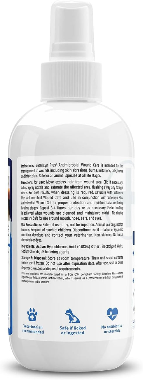 8 Vetericyn Plus Dog Wound Care Spray | Healing Aid and Skin Repair, Clean Wounds, Relieve Dog Skin Allergies, Safe