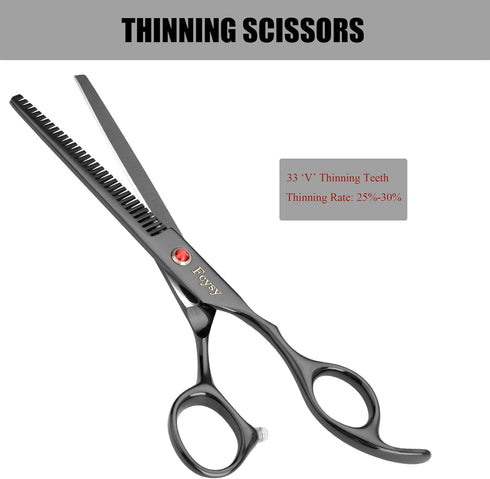 Set Dog Grooming Scissors Kit, Fcysy Professional Pet Hair Cutting Shears with Curved & Straight Blades Scissors