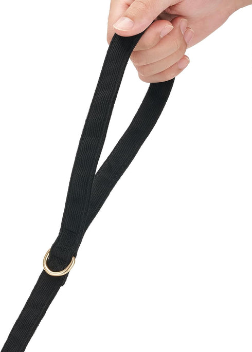 Soft Cotton Dog Leash - 5 Ft Heavy Duty Corduroy Leash with Gold Metal Hook for Small Medium Large Dogs, Black