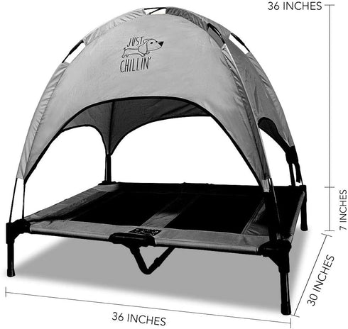 Floppy Dawg Just Chillin' Elevated Dog Bed, Cool Cot with Removable Canopy Shade, Lightweight & Portable, Indoor/Outdoor