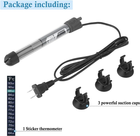 HITOP 25W 50W Adjustable Submersible Aquarium Heater with Suction Cup (25W)