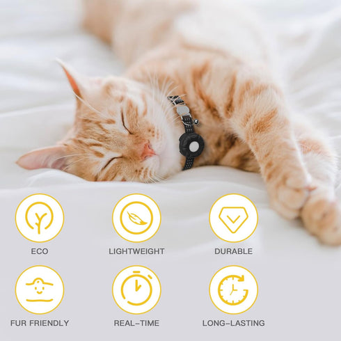 HONGTOP H Cat GPS Tracker, Waterproof, Pet Tracker for Cats, Works with Any Collar,Compatible with Apple Find My App
