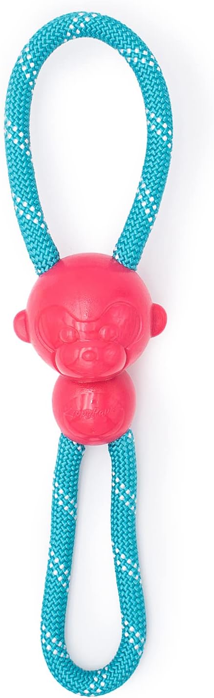 ZippyPaws RopeTugz - Pink Durable Dog Toy for Aggressive Chewers, Squeaky Chew Toy for Tug of War