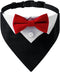 Dog Tuxedo Collar Suit for Wedding Engagement and Birthday, Formal DogTux Bandana Costume with Red Bow Tie, Adjustable