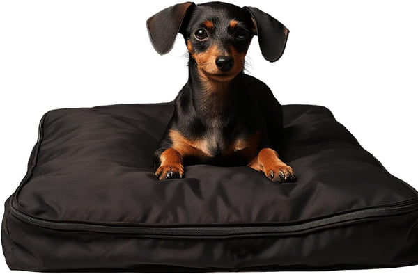 Dog Bed Covers, 30L × 20W × 3H Inch Washable Black Oxford Fabric with Handles and Zipper, Reusable Liner for Small to
