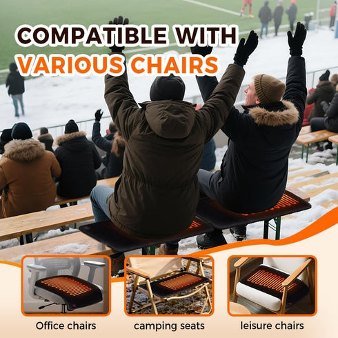 3 Settings Heated Stadium Seat Cushion for Bleachers,Portable Folding Seat Heating Cushion,Lightweight Heated Camping