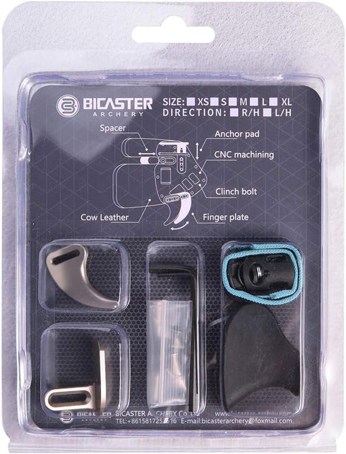 BICASTER Left-Handed Archery Finger Tab - Adjustable Leather & Aluminum