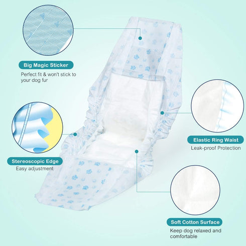 (Pack 26)) Dog Diapers - Absorbent Diapers for Dogs with Leak Protection, Incontinence, Marking (X-Small