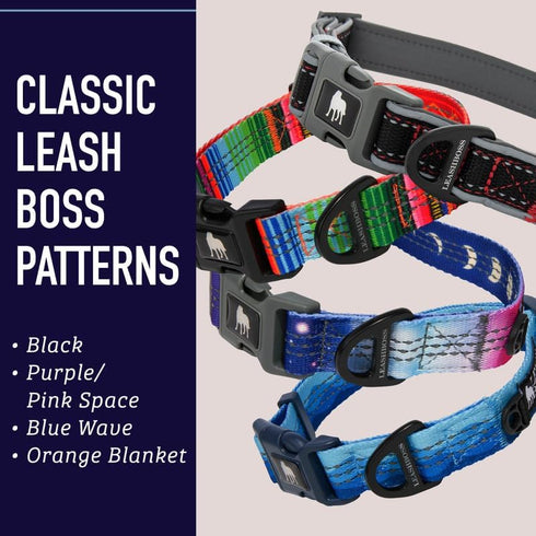 Leashboss Patterned Reflective Dog Collar, Colorful Triple Reflection Threads for Small, Medium and Large Dogs