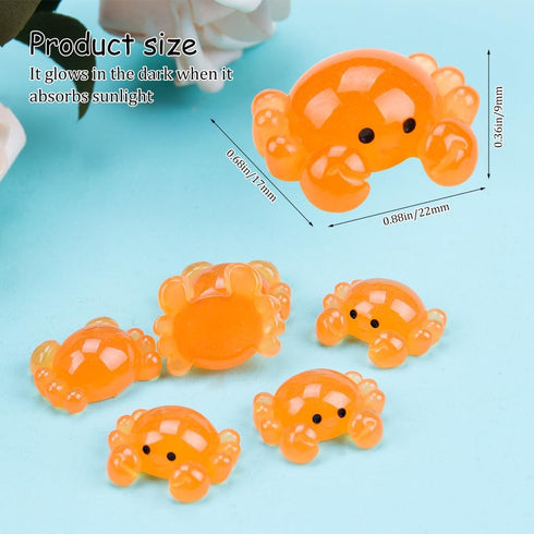 Comidox 24Pcs Cute Mini Resin Crabs Glow in The Dark Crab Figurines Bulk for Crafts Marine Animal Decor for Moss