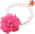 Pet Pearl Flower Necklace, Princess Collar Accessories for Puppy Decoration (Rose Red)