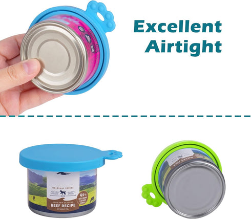 PetBonus 2 Pack Silicone Pet Can Cover Lids, Universal Size for Dog Cat Food, BPA Free, Dishwasher Safe (Blue, Green)