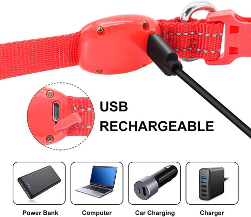 Light Up Dog Collars - Reflective LED Dog Collar, Rechargeable Cat Collar, Glowing Lights for Small Dogs & Cats