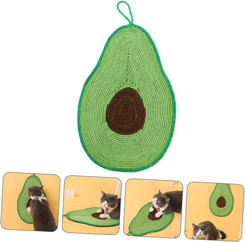 Cat Scratching Mat Couch Accessories, Avocado Toy Wall Hanging Decor, Sisal Mat for Cats, Decorative Scratch Pad