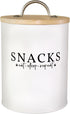 White Pet Snack Container with Easy to Open Bamboo Lid, 70 oz Dog and Cat Treat Container