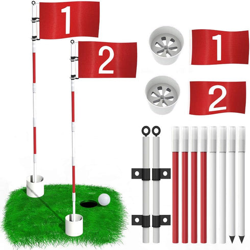 THIODOON Golf Flagstick, 6ft Golf Flag and Cup for Yard, Detachable Golf Hole Cup