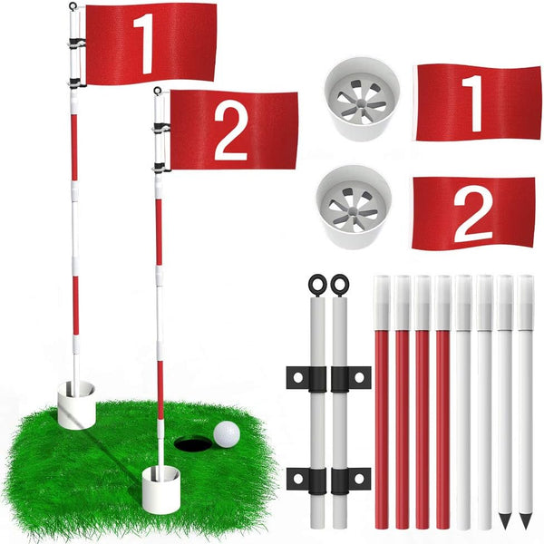 THIODOON Golf Flagstick, 6ft Golf Flag and Cup for Yard, Detachable Golf Hole Cup