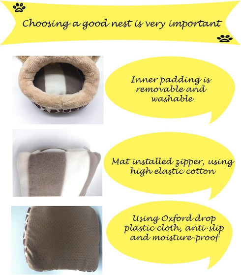 LEFTSTARER Guinea Pig Rat Bed and Hideout, Small Pet Animals Supplies Toy Cage Accessories Nest