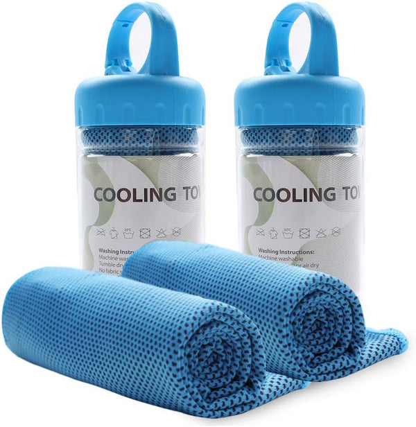 TANCANO Cooling Towel 2 Pack Microfiber Sports Sweat Towel for Golf Workout Swimming