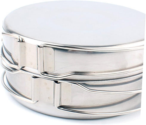 4pcs Set Backpacking Toddmomy Stainless Steel Cookware Portable Cooking Supplies for Outdoor Camping Hiking