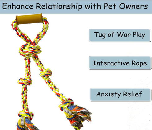 Extra Large Dog Rope Toys, Heavy Duty Tug of War Interactive Chew Rope, Durable 3 Way Dog Rope with Handle