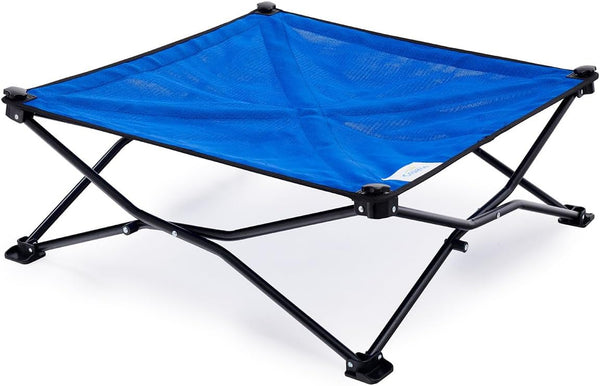 Coolaroo On The Go Cooling Elevated Dog Bed, Portable for Travel & Camping, Collapsible Storage, Medium, Aquatic Blue
