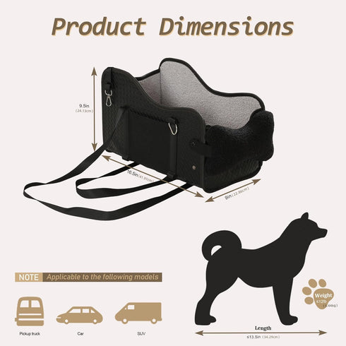Volodya 15 lbs 2 Summer/Winter Dog Car Seat for Small/Medium Dogs Under with Replaceable Dual-Sided Cushions, Portable