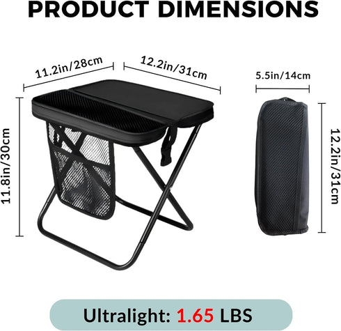 abhideepuecom 1.65 LBS Backpacking Portable Folding Camping Stool, Ultralight Collapsible Foldable Camp Seat with Mesh