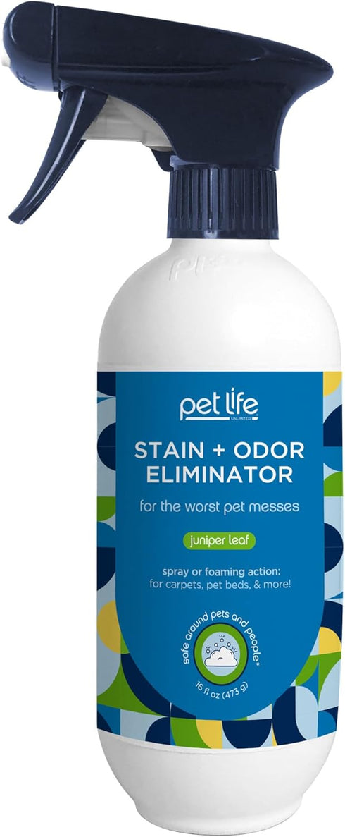 Pet Stain and Odor Remover Foaming Spray, 16 Ounce, Plant-Based Carpet Stain Remover, Juniper Leaf Scent